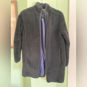 J Crew Black Faux Fur Cocoon Coat Size XXS